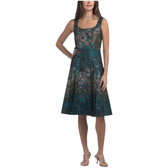 KAY UNGER Sleeveless Jacquard Cocktail Dress - Picture 1 of 4